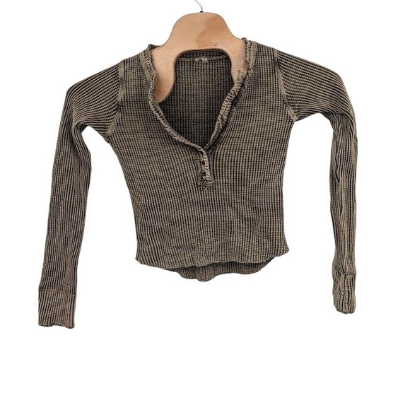 Free People Tops - Free People FP One Colt Thermal Henley Green‎ Wash Women's sz S